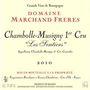 Chambolle Musigny 1er Cru Les Sentiers - Domaine Marchand Frères Gevrey Chambertin