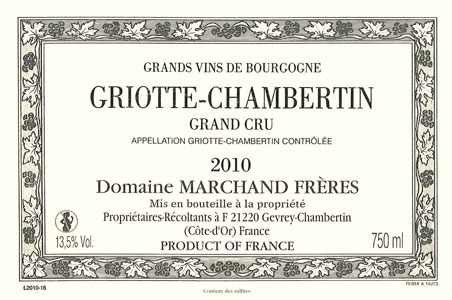 Griotte Chambertin - Domaine Marchand Frères Gevrey Chambertin Grand Cru